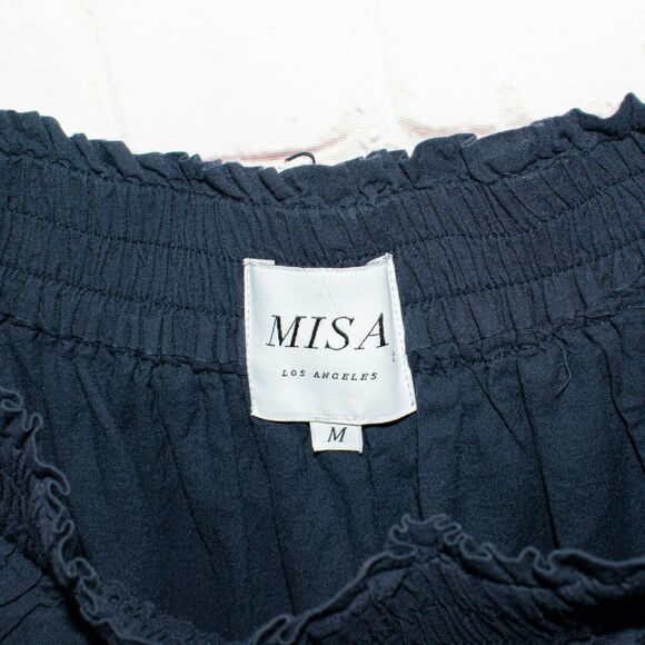 MISA Los Angeles Off Shoulder Mini Dress Blue Cotton size Medium - Picture 2 of 8